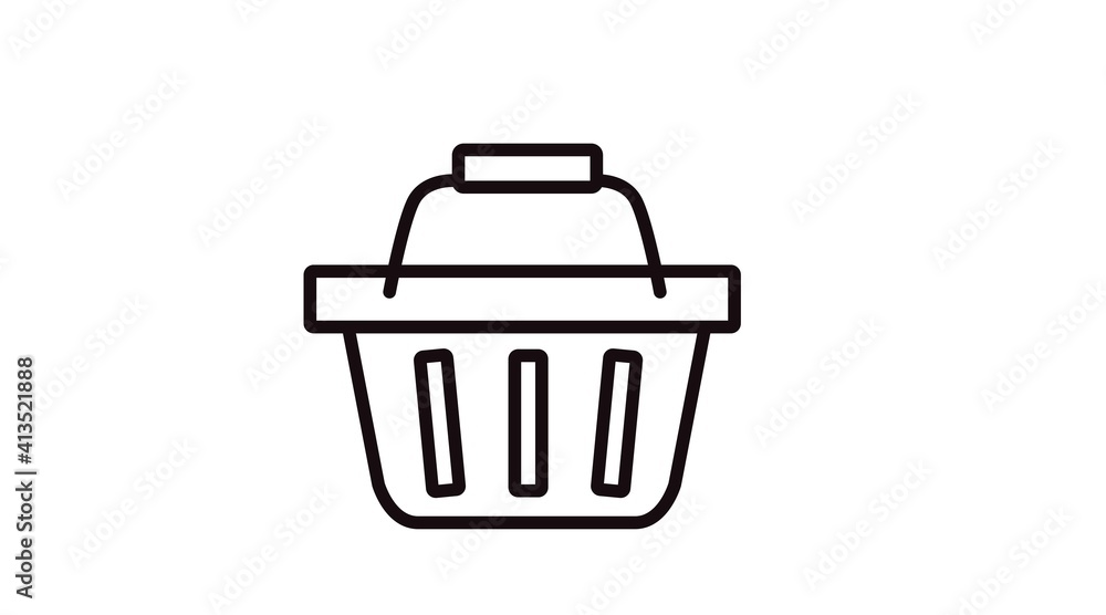 Black and White Shopping Basket Icon. Vector Isolated Illustration, Flat Icon Black and White Shopping Basket Icon. Vector Isolated Illustration, Flat Icon