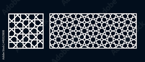 Set of templates of Islamic pattern for laser cutting or paper cut. Vector illustration.