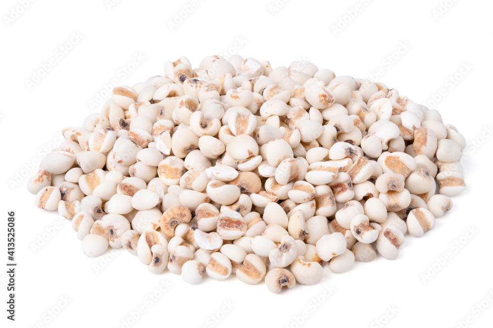 Flat lay various healthy seed millet or Poaceae on white background. Flat lay various healthy seed millet or Poaceae on white background.