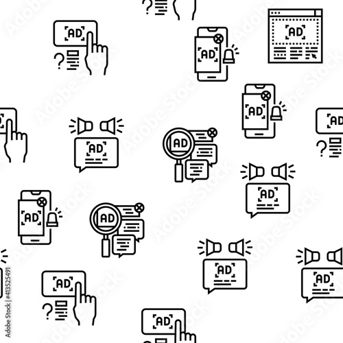 No Ads Advertise Free Vector Seamless Pattern Thin Line Illustration