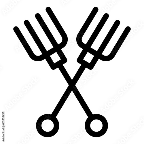 
Gardening forks glyph editable icon, agriculture tool 
