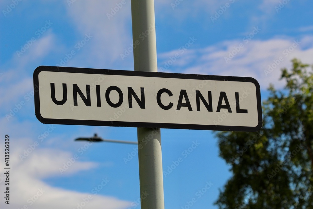Street sign for the Union Canal in Edinburgh Street sign for the Union Canal in Edinburgh