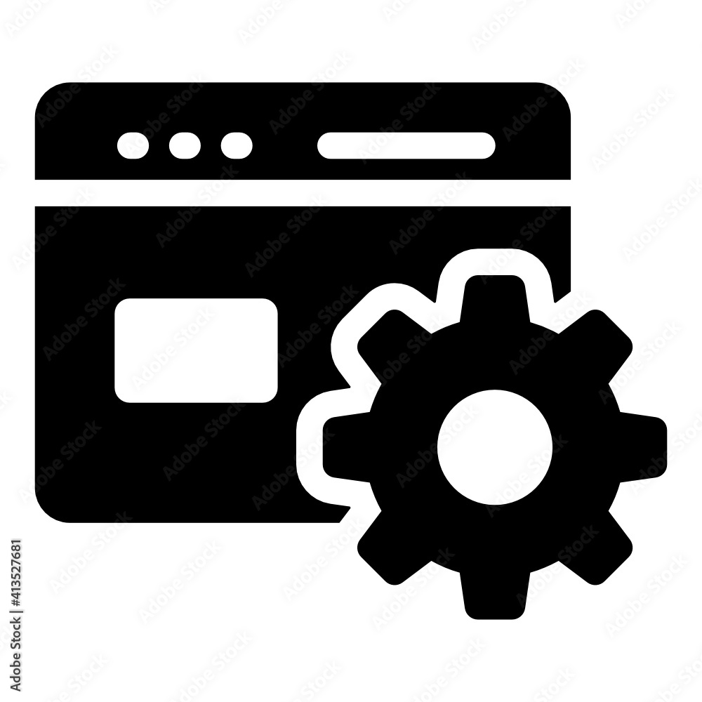 Gear with website denoting glyph icon of web setting
Gear with website denoting glyph icon of web setting