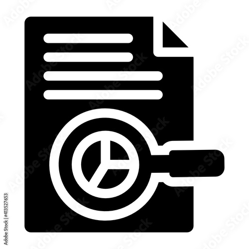 
Magnifier with paper denoting report analysis glyph icon 
