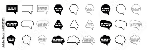 Bubble speech sign set. Frame balloon in many forms. Pixel bubble for website traffic and smart app. Icon vector modern illustration logo template. Polygon bubbles.