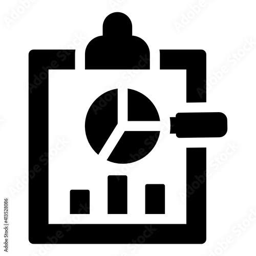 
Chart with clipboard denoting glyph icon of data assessment 
