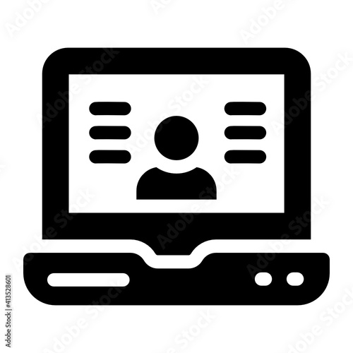
Person inside laptop denoting glyph icon of employee panel 
