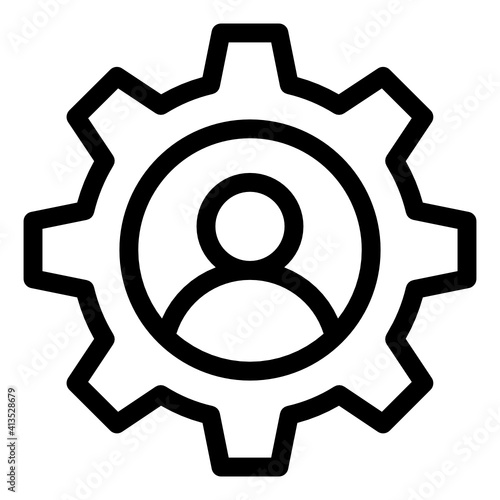 
Gear with person denoting glyph icon of user preferences 
