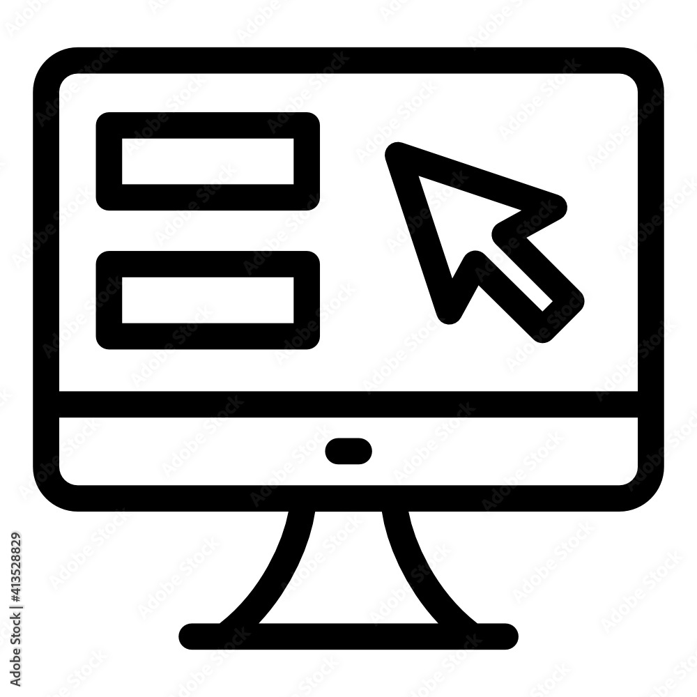 Monitor with pointer denoting glyph icon of interaction
Monitor with pointer denoting glyph icon of interaction