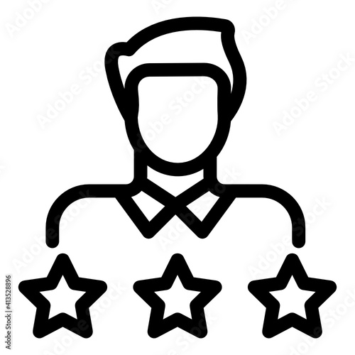 
Person with stars denoting glyph icon of best employee 
