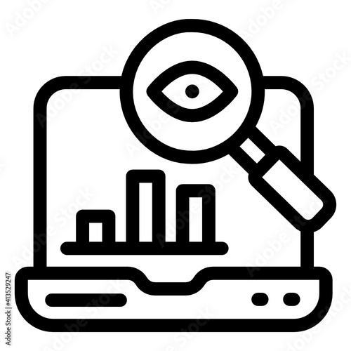 
Magnifier eye with chart denoting glyph icon of seo monitoring 
