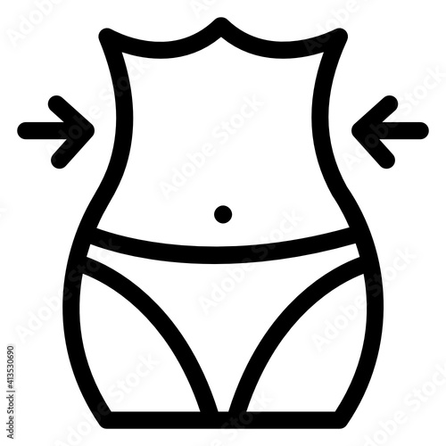  Female upper back, linear vector of slim waist 