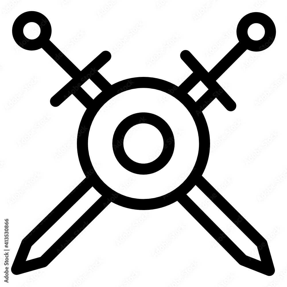 Battle shield in linear style icon,
Battle shield in linear style icon,
