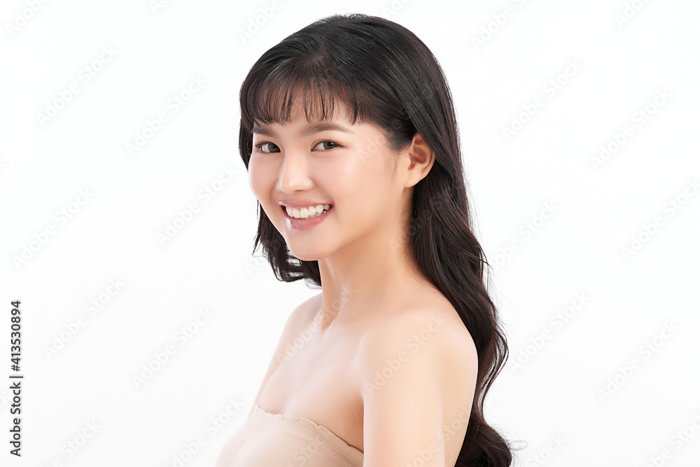 Beautiful young asian woman with clean fresh skin on white background, Face care, Facial treatment, Cosmetology, beauty and spa, Asian women portrait Beautiful young asian woman with clean fresh skin on white background, Face care, Facial treatment, Cosmetology, beauty and spa, Asian women portrait