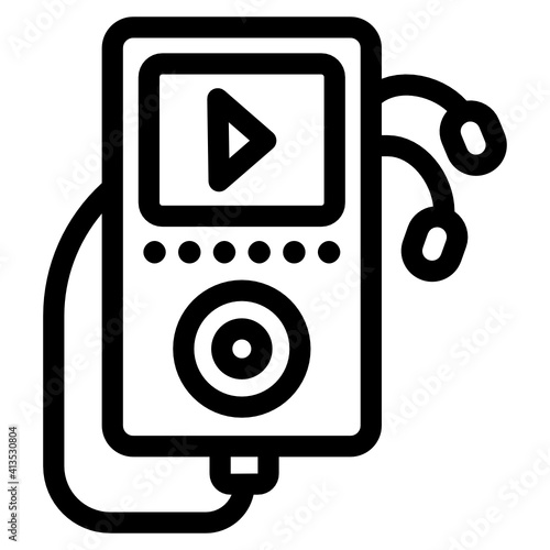 
Mp3 player linear vector, hand and music device 
