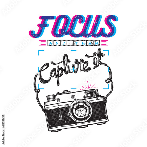 Photographer typography quote graphic illustration vector art t-shirt design photo