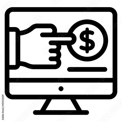 
Pay per click icon, linear vector design,
