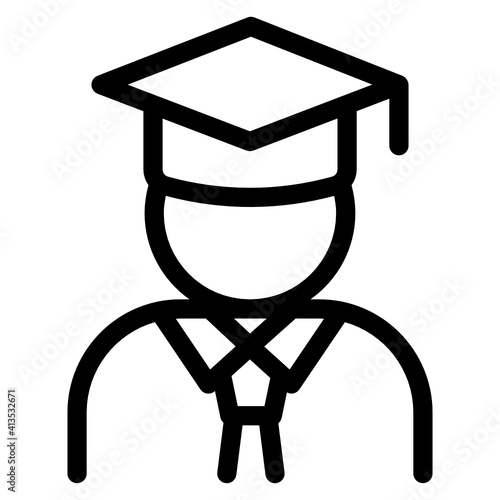 
Man with mortarboard denoting linear icon of graduate law 
