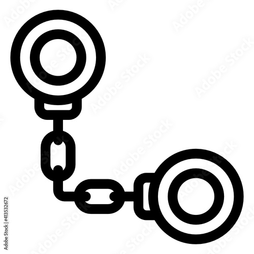 
Handcuffs in linear style icon, editable vector 
