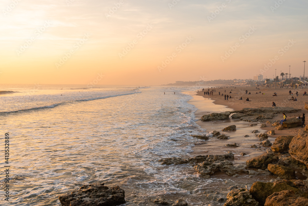 custom made wallpaper toronto digitalBeautiful sunset in the Atlantic ocean in Portugal and families enjoying on the beach