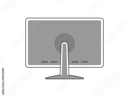 後ろから見たパソコンモニターのイラスト