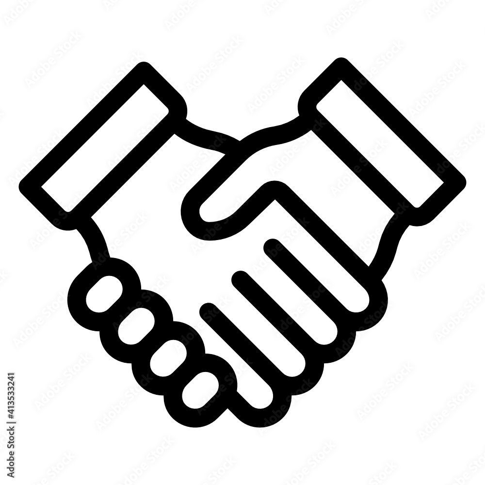 Handshake denoting linear icon of business deal
Handshake denoting linear icon of business deal