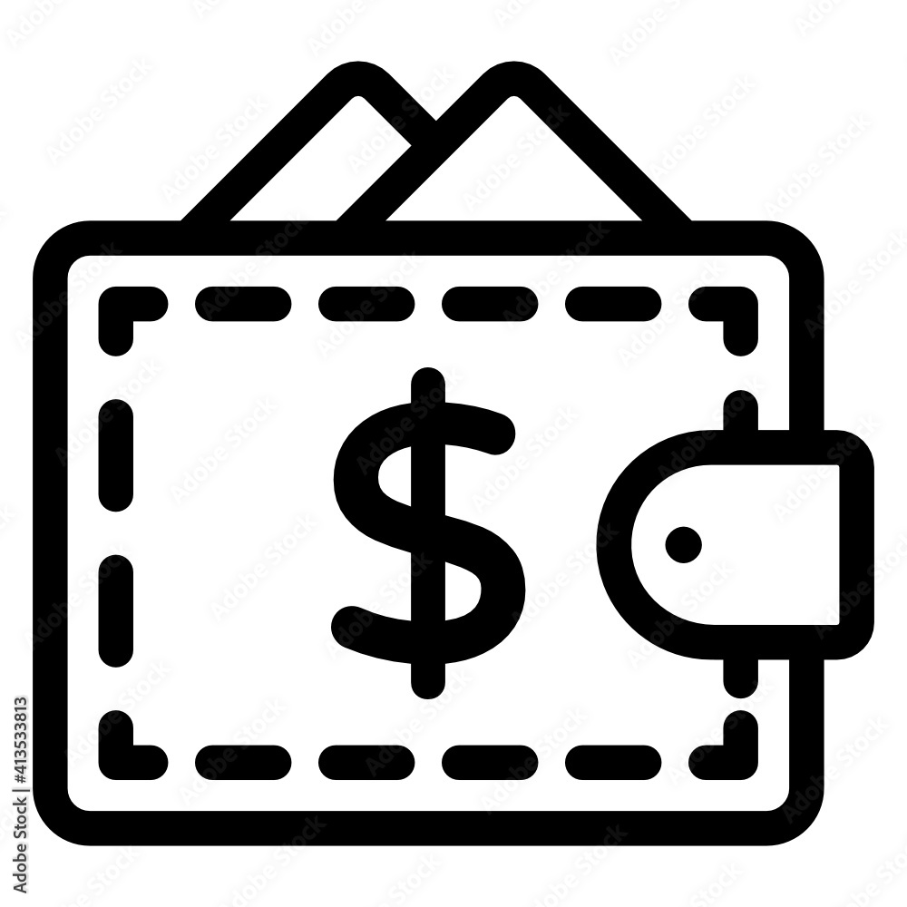 
Wallet in linear style icon, editable vector 
