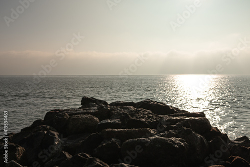 Breakwaters in the Atlantic ocean in Portugal