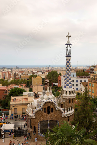  Tourists admire the Park Guell