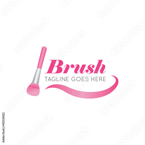 Makeup brush logo and salon icon vector illustration best logo design