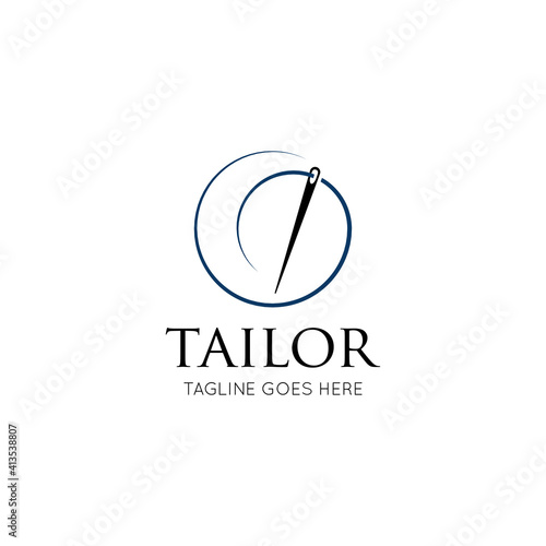 Tailor logo luxury needle and thread icon, sewing silhouette, vector illustration best logo design
