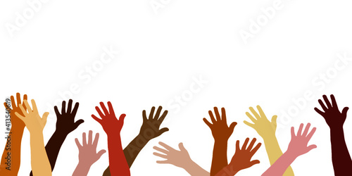 Hands and fingers in different colours for equality symbol