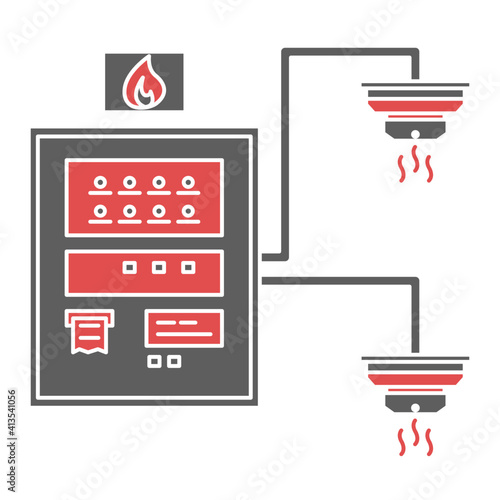 Icon of control panel fire alarm, control panel for smoke detector and indicator