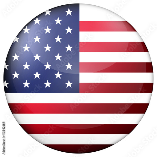 Wallpaper Mural Glass light ball with flag of USA. Round sphere, template icon. American national symbol. Glossy realistic ball, 3D abstract vector illustration highlighted on a white background. Big bubble. Torontodigital.ca