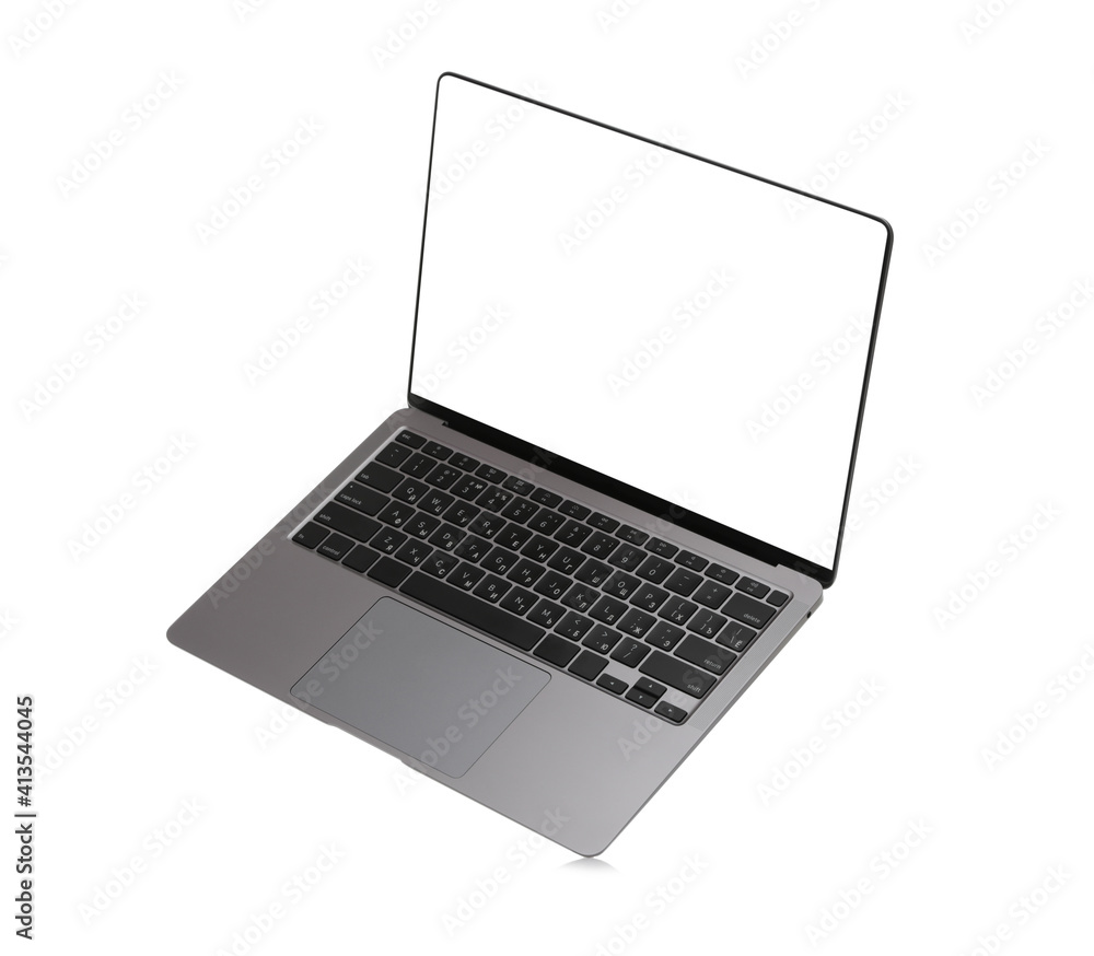 Laptop with blank screen isolated on white. Mockup for design Laptop with blank screen isolated on white. Mockup for design