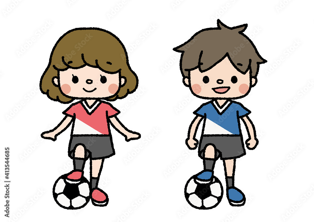サッカー部員のイラスト 習い事 部活 趣味 カラー Stock Illustration Adobe Stock