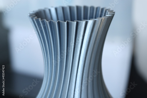 3D Printed Layers  Silver  Thick Layer Lines  0.4mm  3D Printing  PLA Filament  Flower Vase