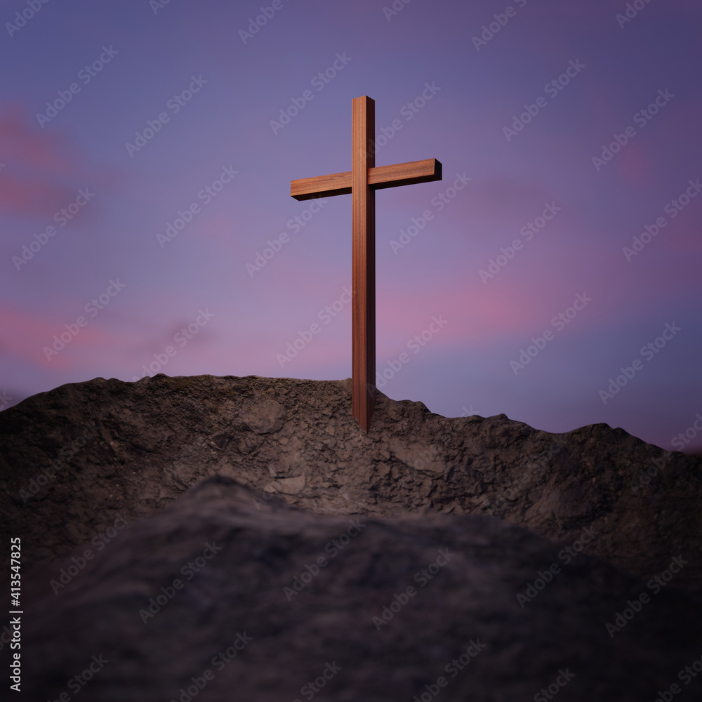 Cross on the hill of Calvary Cross on the hill of Calvary