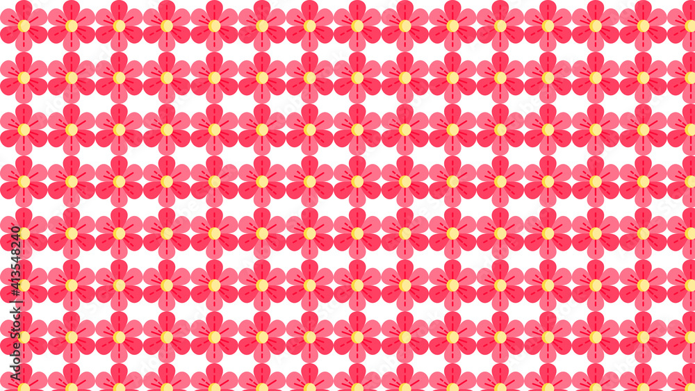 Beautiful pattern of pink flowers on a white background. Modern horizontal mobile app design. Template for advertising your product. Beautiful pattern of pink flowers on a white background. Modern horizontal mobile app design. Template for advertising your product.