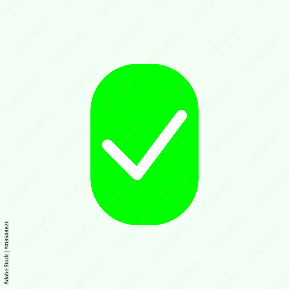 Check mark green line icons. Vector illustration. - Vector