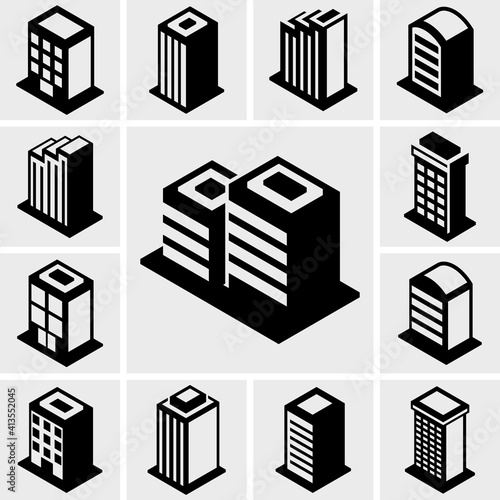 cityscape set of buldings. city landscape line vector illustration. Vector icon.