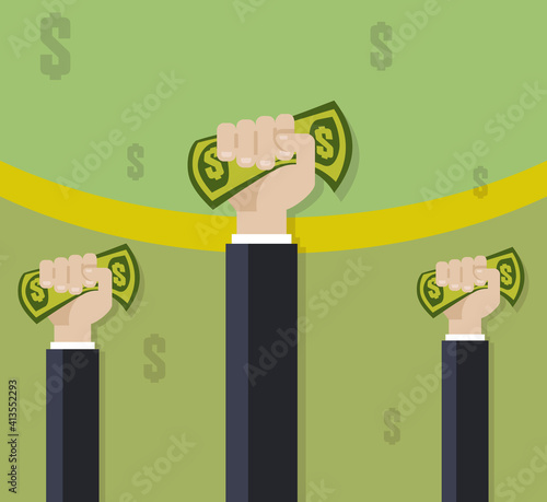 Hand vector exchange money idea and one way provide benefit. Vector icon
