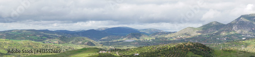 panorama view of the Sierra de Grazalema hills and mountains in northern Andalusia