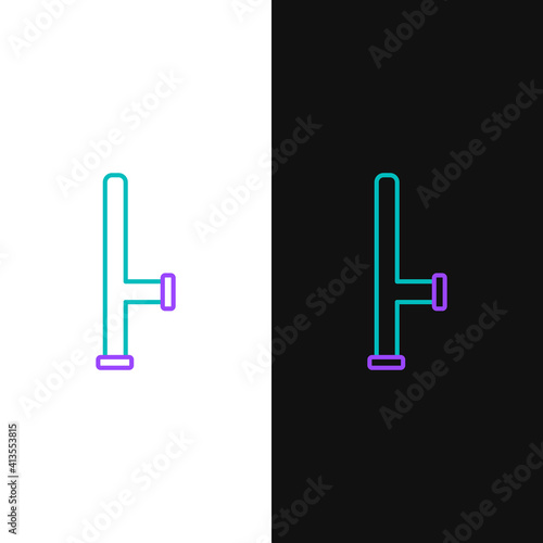 Line Police rubber baton icon isolated on white and black background. Rubber truncheon. Police Bat. Police equipment. Colorful outline concept. Vector. photo