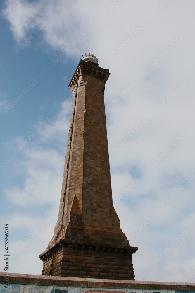 bottom view of lighthouse. Brittany, France.