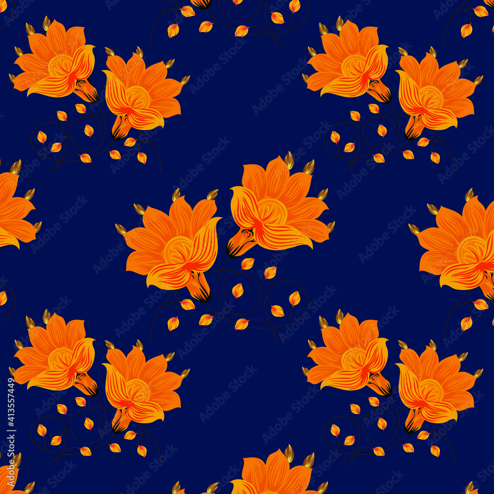 Obraz premium seamless vector flower design pattern on background