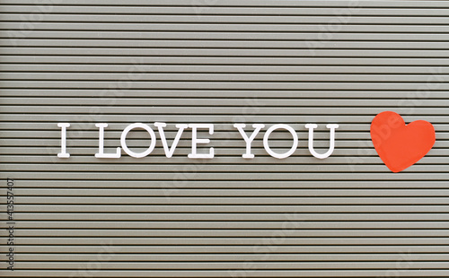 Obraz na płótnie I love you written with plastic letters on metal board
w salonie
