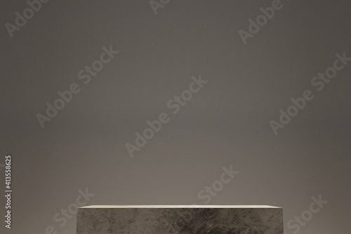 Empty cube or square box podium with studio background. Concept scene stage showcase for new product, promotion sale, banner, presentation, with copy space. 3D rendering