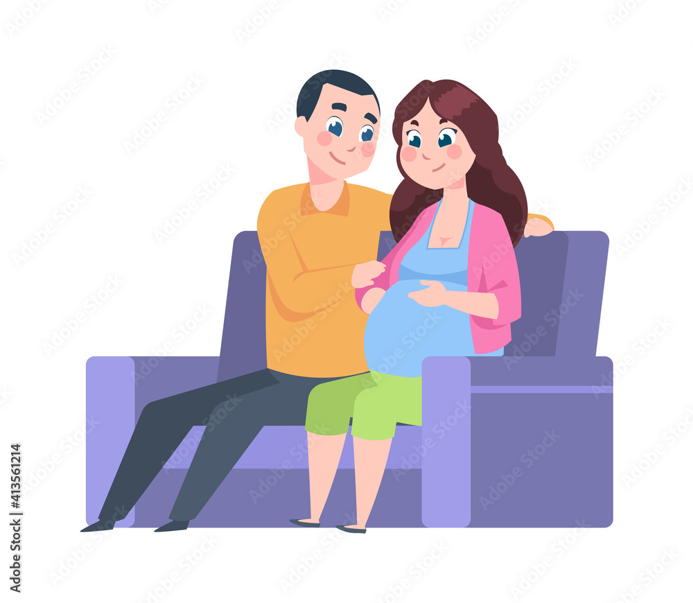 Young Parents At Home Cartoon Future Father And Pregnant Woman Sitting young-parents-at-home-cartoon-future-father-and-pregnant-woman-sitting