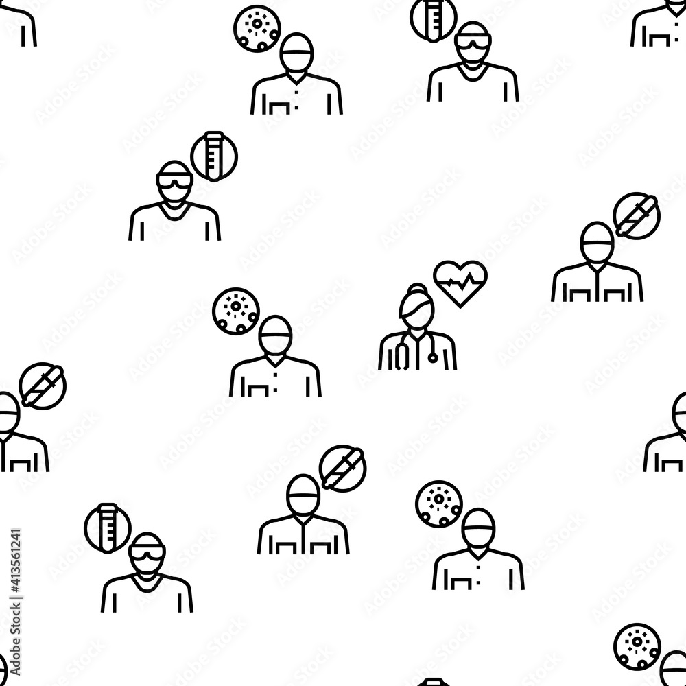 Medical Speciality Vector Seamless Pattern Thin Line Illustration Medical Speciality Vector Seamless Pattern Thin Line Illustration